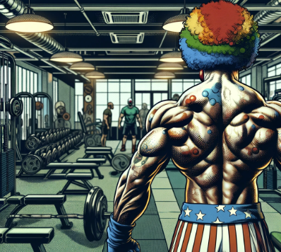 HEADLINE: Colorful Beefcake Spotted at Local Gym